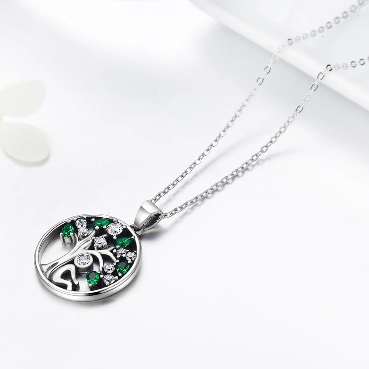 BAMOER 925 Sterling Silver Tree of Life Necklace for Women, 14K Gold Plated Lucky Tree Pendant Necklaces Jewelry for Girlfriend Mirror Quenn