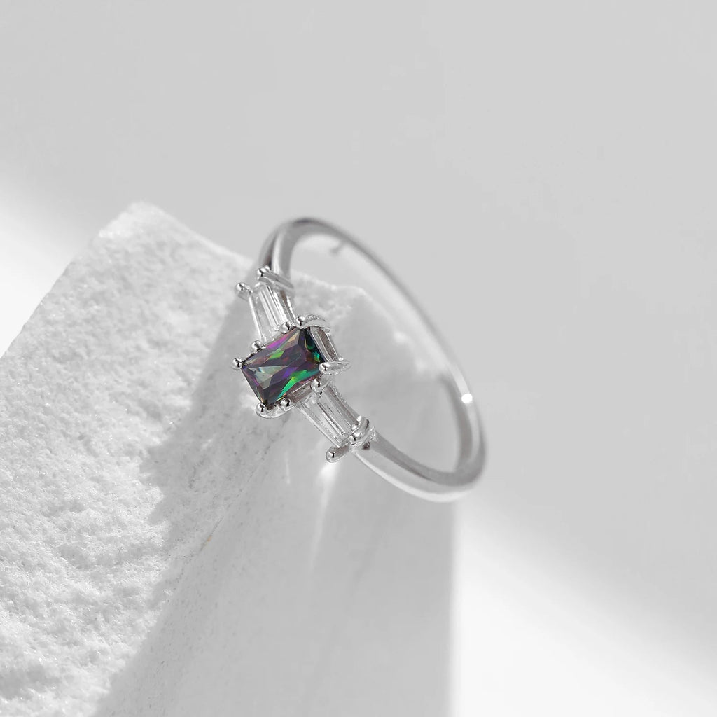 MODIAN 925 Sterling Silver Colorful Rectangle Zircon Classic Wedding Ring For Women Engagement Fine Jewelry Mirror Quenn