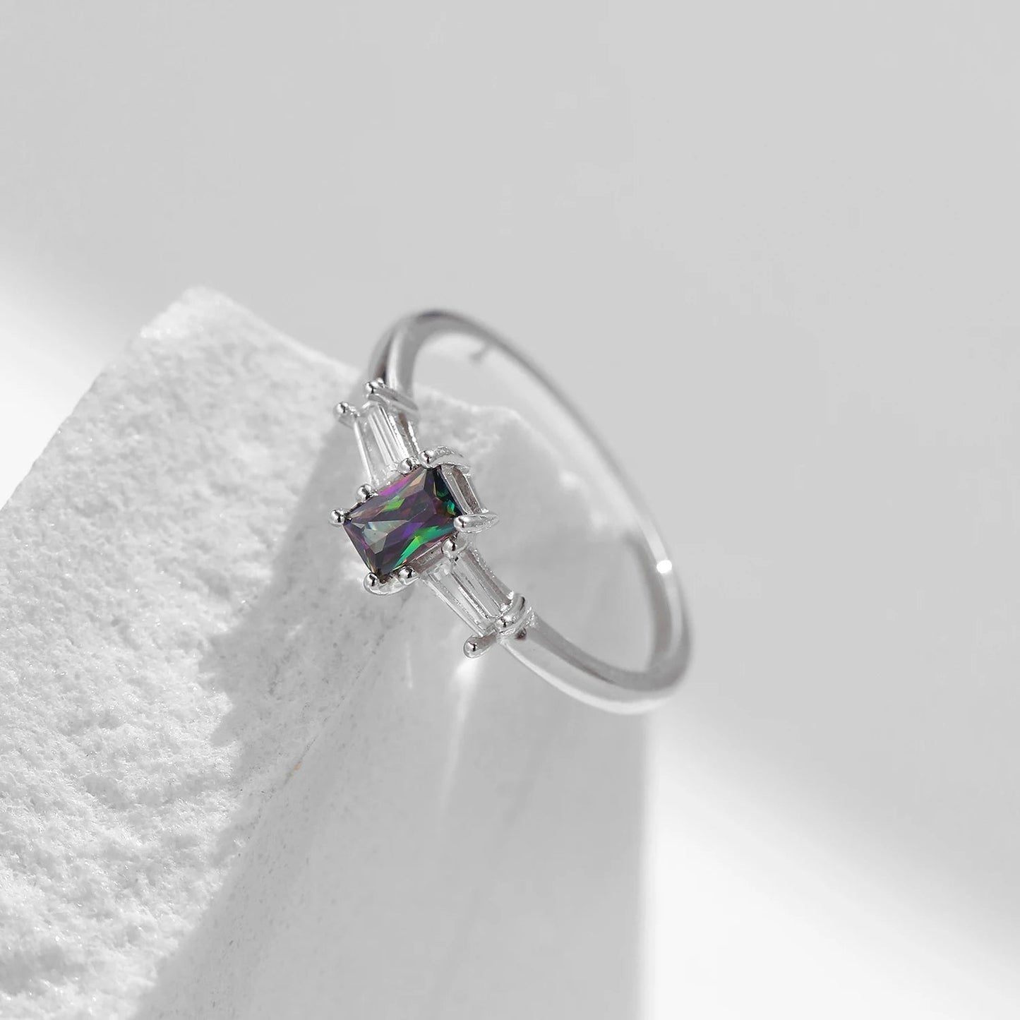 MODIAN 925 Sterling Silver Colorful Rectangle Zircon Classic Wedding Ring For Women Engagement Fine Jewelry Mirror Quenn