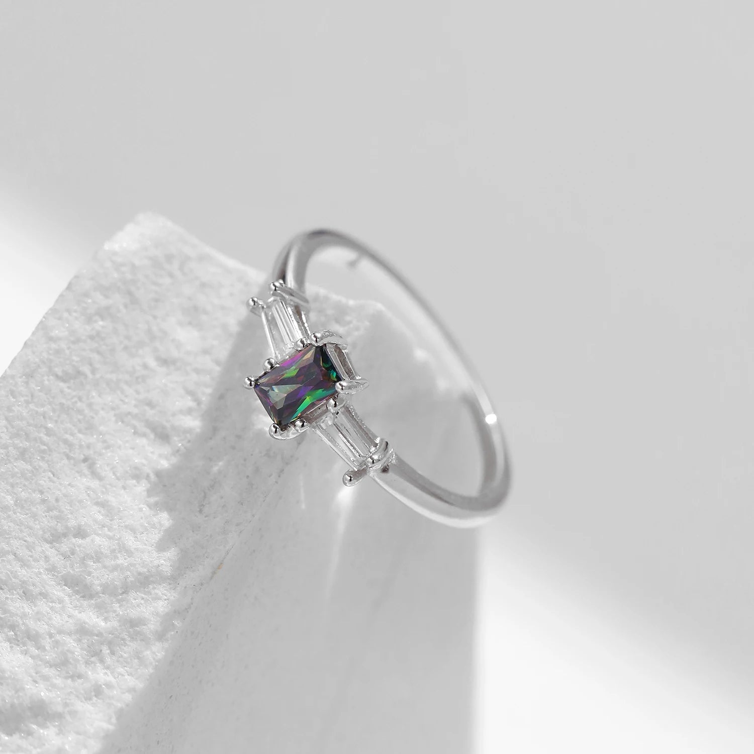 MODIAN 925 Sterling Silver Colorful Rectangle Zircon Classic Wedding Ring For Women Engagement Fine Jewelry Mirror Quenn