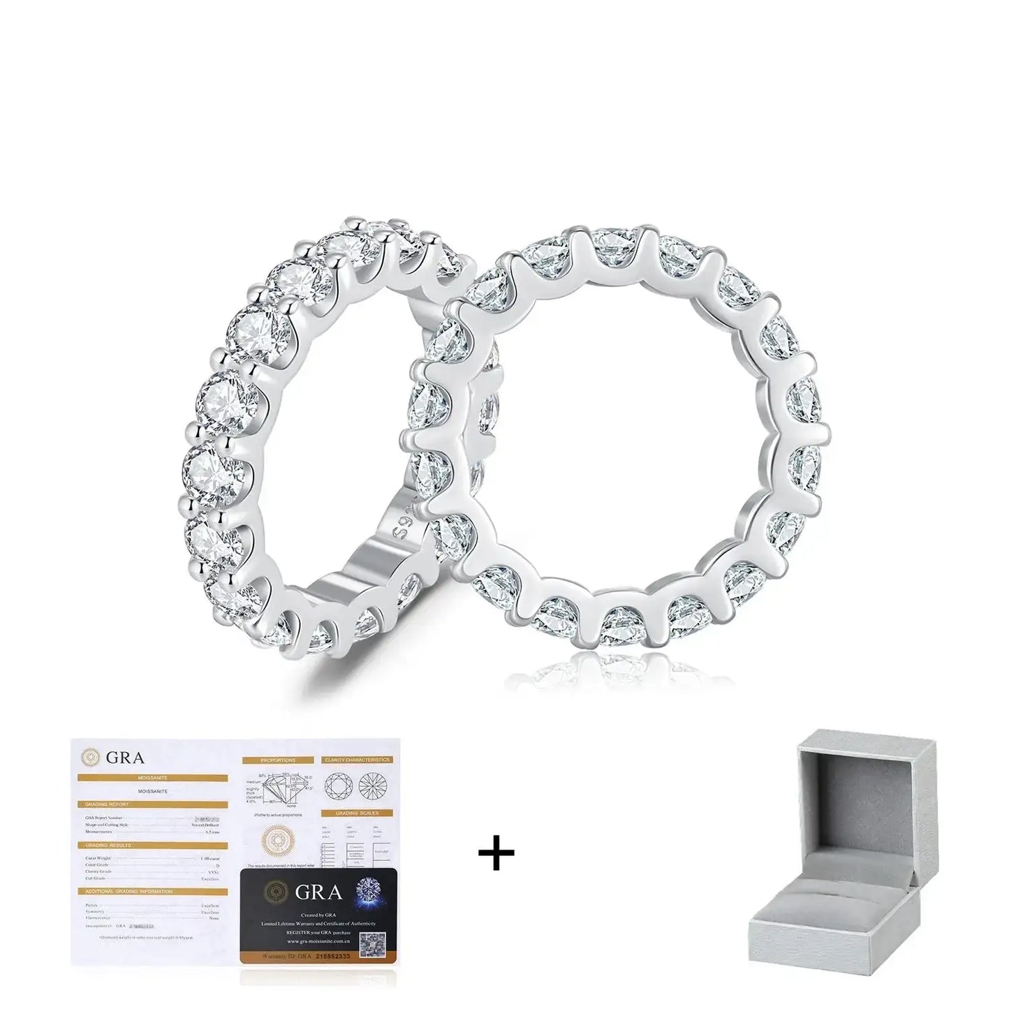 D Color Moissanite Eternity Band Ring Mirror Quenn