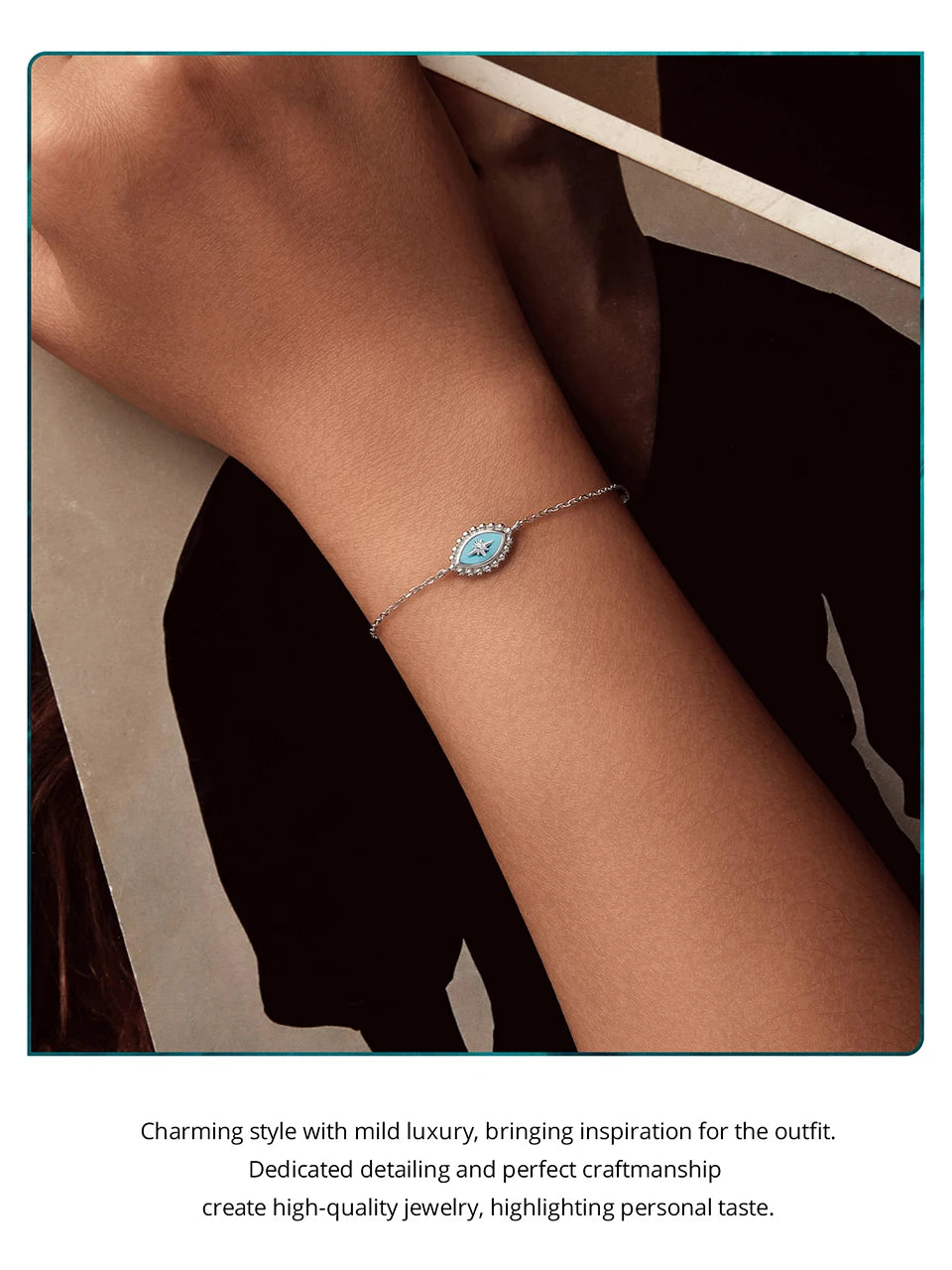 Sterling Silver Evil Eye Bracelet Adjustable Chain