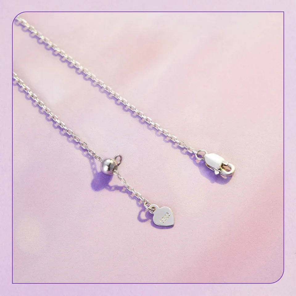 Bamoer 925 Sterling Silver Purple Enamel Pansy Flower Pendant Necklace Dancing Butterfly Adjustable Neck Chain for Women BSN336 Mirror Quenn
