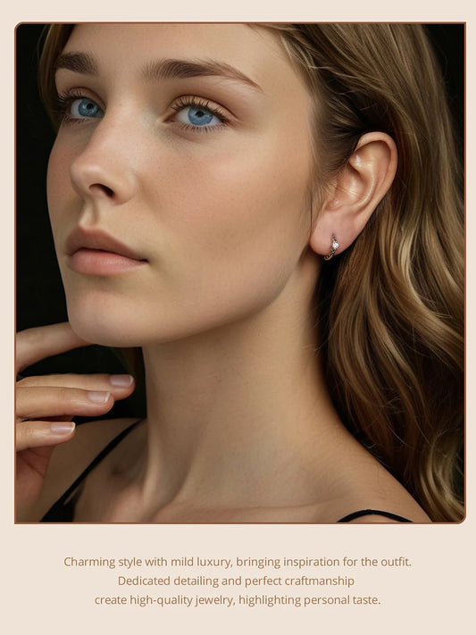 Gold Moissanite Pattern Hoop Earrings Silver