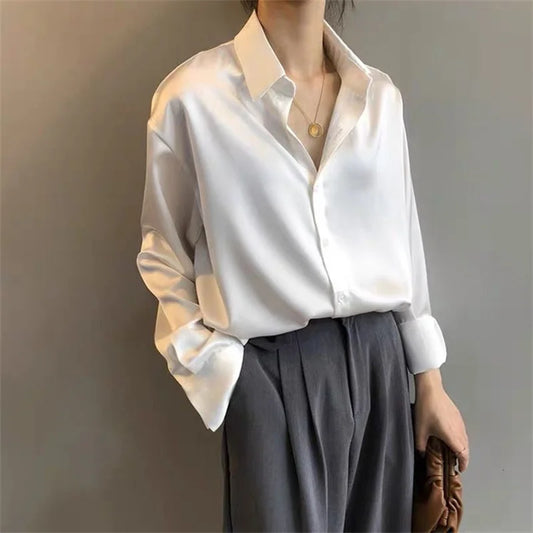 Bow Tie Collar Button-Up Blouse – Casual Women’s Shirt