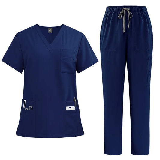 Unisex Modern V-Neck Scrub Set – High-Quality Medical Uniform for Doctors & Nurses