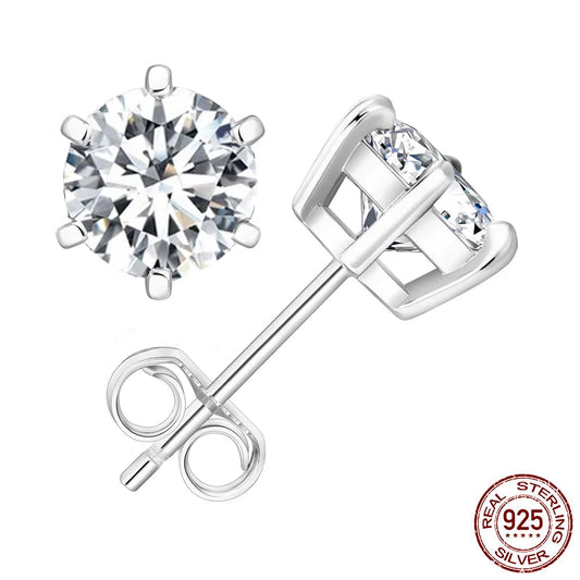 Moissanite Stud Earrings 925 Sterling Silver Lab Diamond