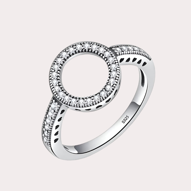 100% Genuine 925 Sterling Silver Forever Clear CZ Circle Round Finger Rings for Women Jewelry Christmas Gift SCR041 Mirror Quenn