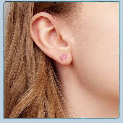 Sterling Silver Sakura Pink Shell Stud Earrings