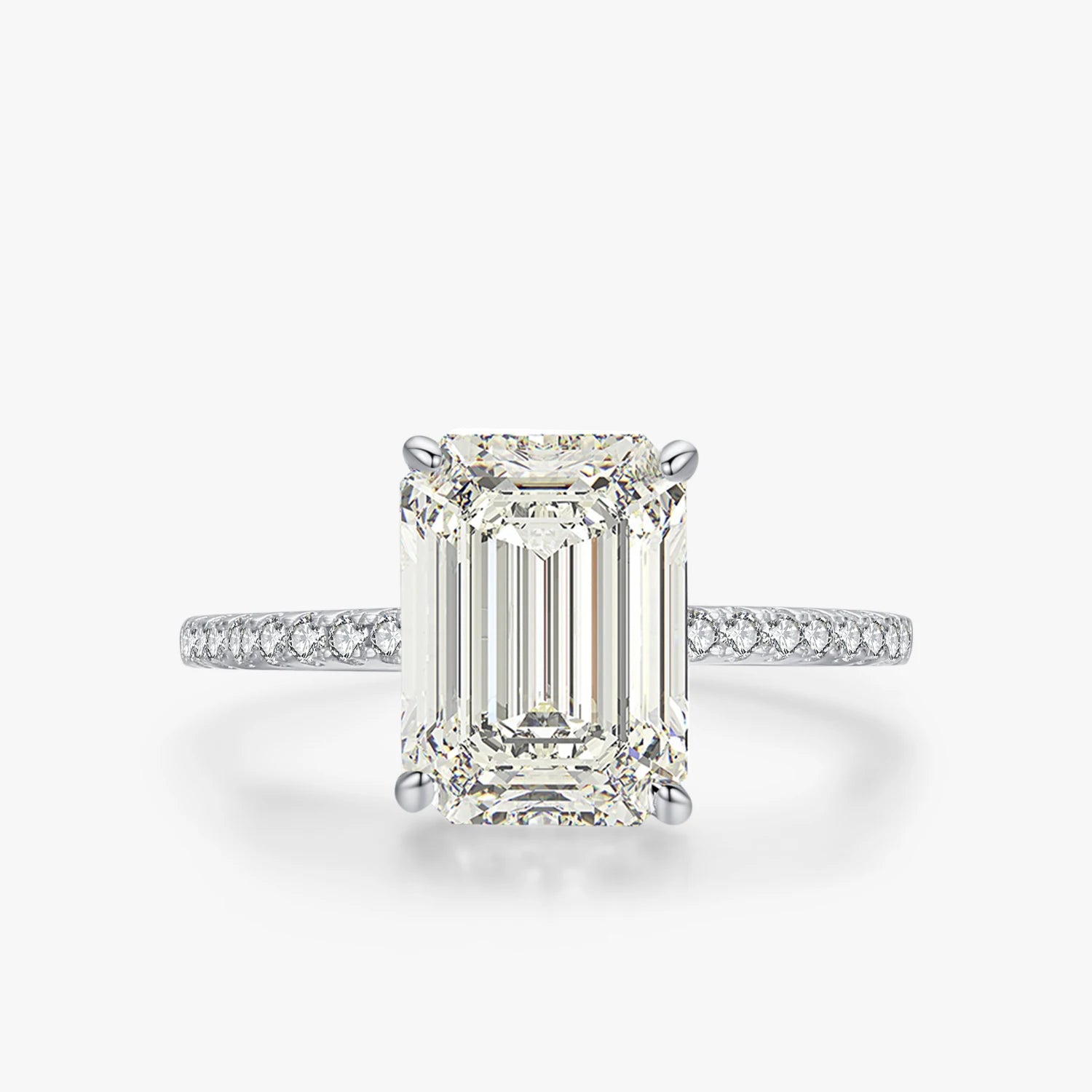 Emerald Cut Zircon Sterling Silver Ring