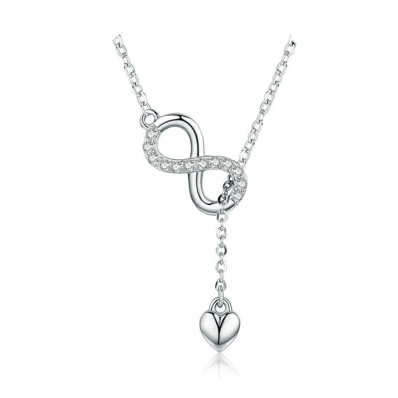 100% 925 Sterling Silver Infinity Love Pendant Necklaces Forever Love Neck Chain for Women Gift Fine Jewelry SCN223 Mirror Quenn