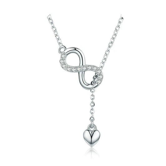 100% 925 Sterling Silver Infinity Love Pendant Necklaces Forever Love Neck Chain for Women Gift Fine Jewelry SCN223 Mirror Quenn