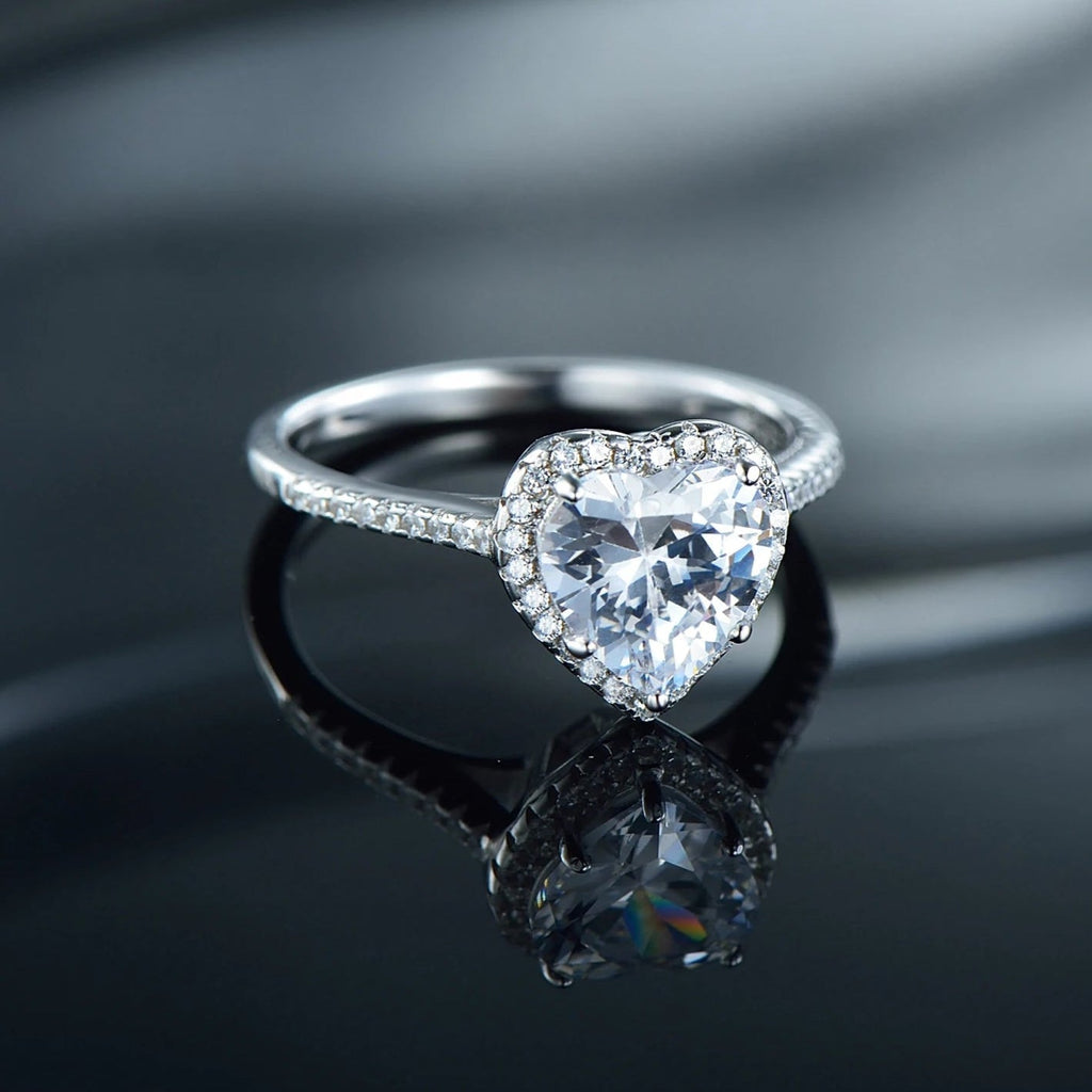Heart Zircon Bridal Ring & Necklace Set Mirror Quenn