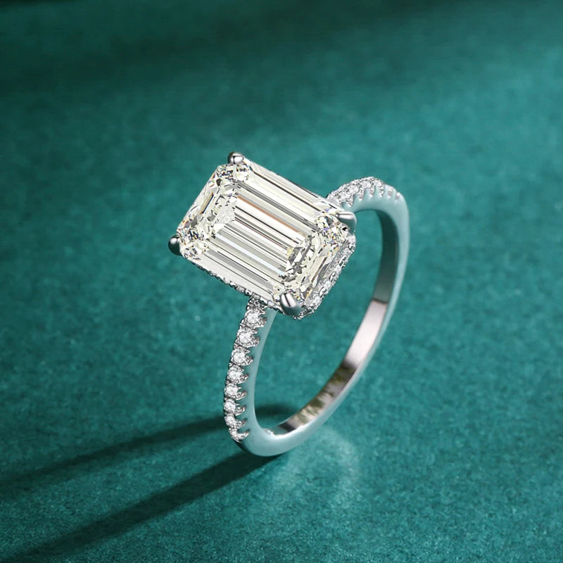 Emerald Cut Zircon Sterling Silver Ring