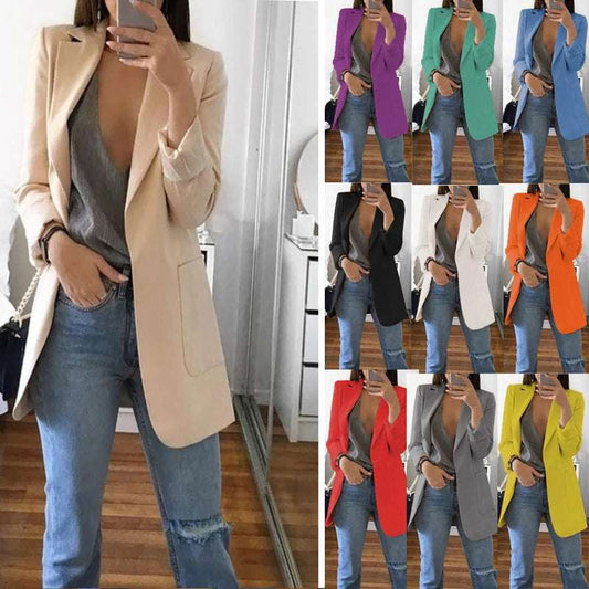 Fashion Casual Suit Polo Neck Slim Fit Cardigan Temperament Women's  Coat Spring and Autumn 2024
