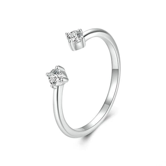 BAMOER Moissanite White Gold Plated Adjustable Ring 925 Sterling Silver Exquisite Open Ring for Women Fine Jewelry Gift Mirror Quenn