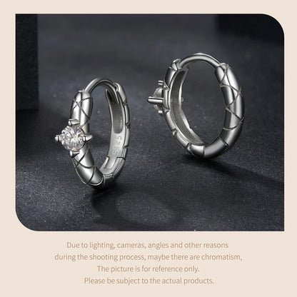 Gold Moissanite Pattern Hoop Earrings Silver