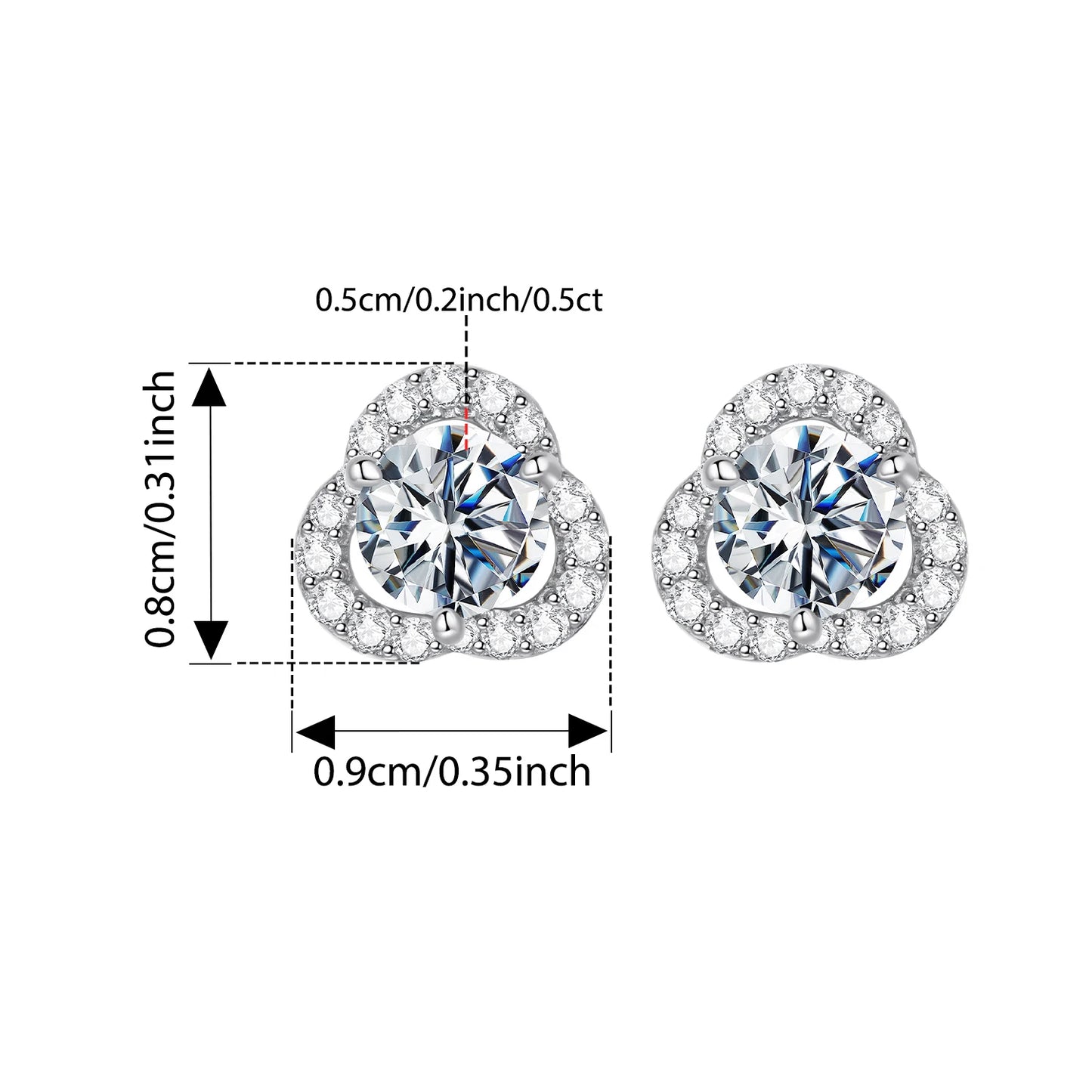 0.5CT Moissanite Clover Earrings 925 Sterling Silver Lab Diamond