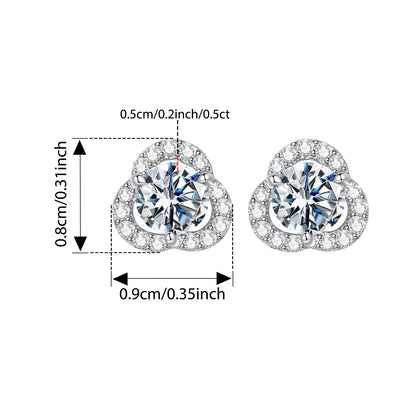 0.5CT Moissanite Clover Earrings 925 Sterling Silver Lab Diamond