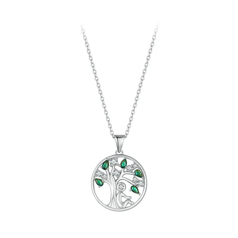 BAMOER 925 Sterling Silver Tree of Life Necklace for Women, 14K Gold Plated Lucky Tree Pendant Necklaces Jewelry for Girlfriend Mirror Quenn
