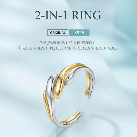 Gold Plated Wavy Stackable Ring Sterling Silver