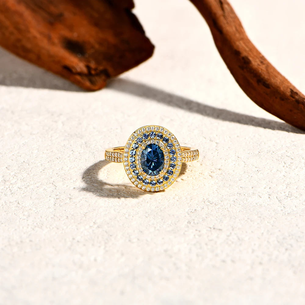 The Azure Oval Moissanite Solitaire