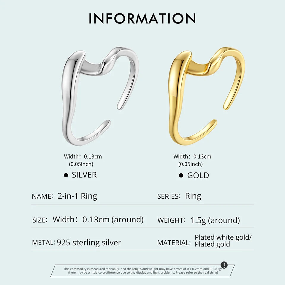 Gold Plated Wavy Stackable Ring Sterling Silver