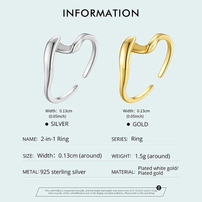 Gold Plated Wavy Stackable Ring Sterling Silver