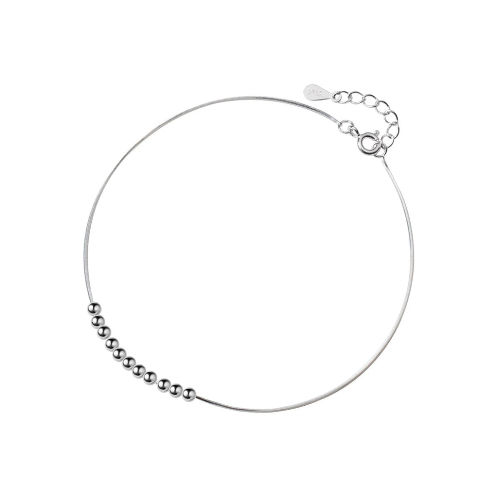 Modian Real 925 Sterling Silver Simple Little Balls Bracelet For Women Fashion Link Chain Bracelet Anklet Fine Jewelry Bijoux Mirror Quenn