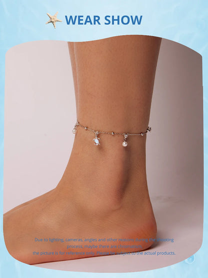925 Sterling Silver Snake Chain Anklet Adjustable Turtle