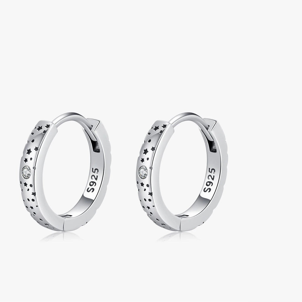 D Color Moissanite Star Hoop Earrings Mirror Quenn