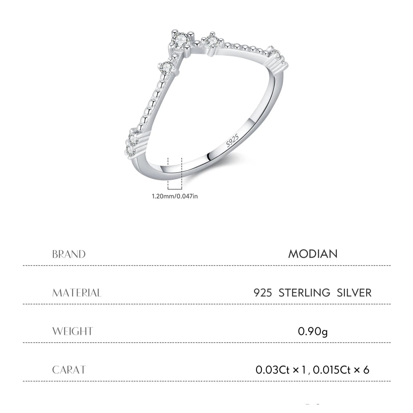 D Color Moissanite Sterling Silver Ring Mirror Quenn