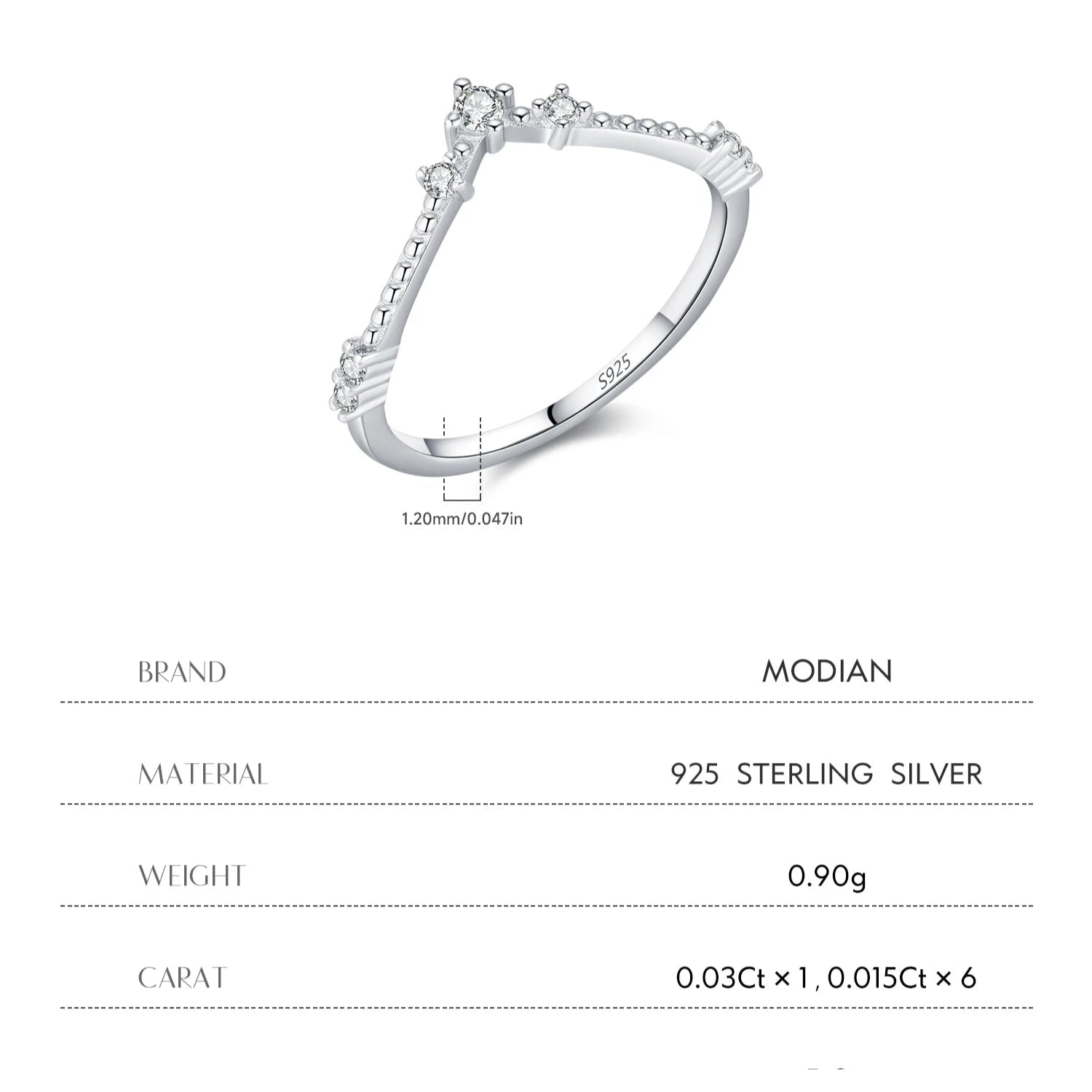D Color Moissanite Sterling Silver Ring Mirror Quenn