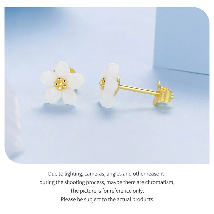 Sterling Silver Sakura Pink Shell Stud Earrings