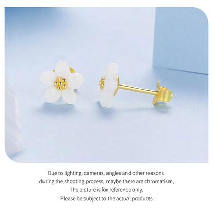Sterling Silver Sakura Pink Shell Stud Earrings