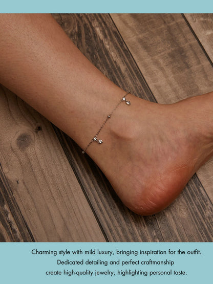 925 Sterling Silver Snake Chain Anklet Adjustable Turtle