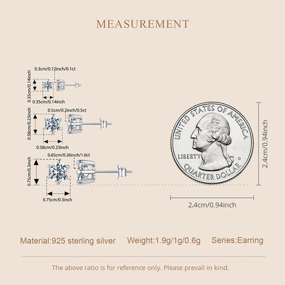 Moissanite Stud Earrings 925 Sterling Silver Lab Diamond