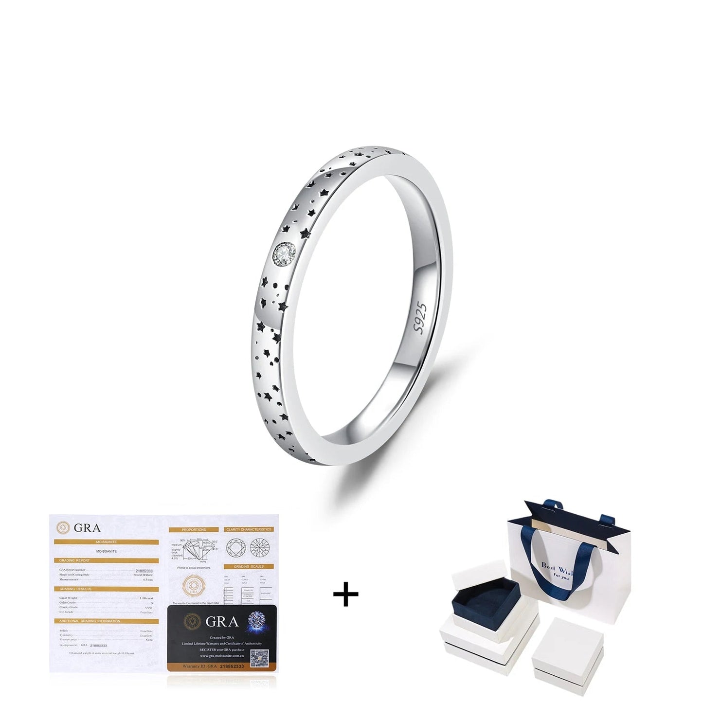 D Color Moissanite Couple Ring Sterling Silver Mirror Quenn