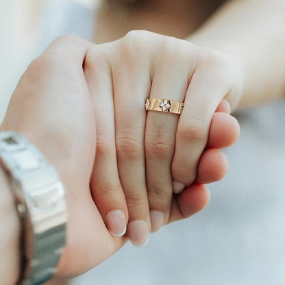 Moissanite Clover Ring 925 Sterling Silver Gold Plated Band