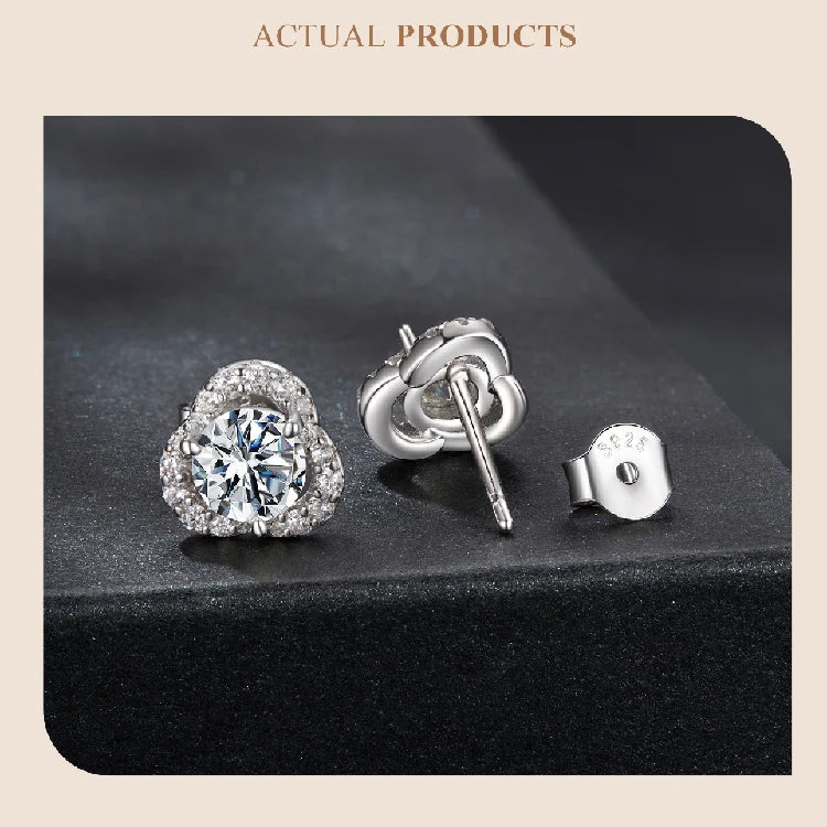 0.5CT Moissanite Clover Earrings 925 Sterling Silver Lab Diamond