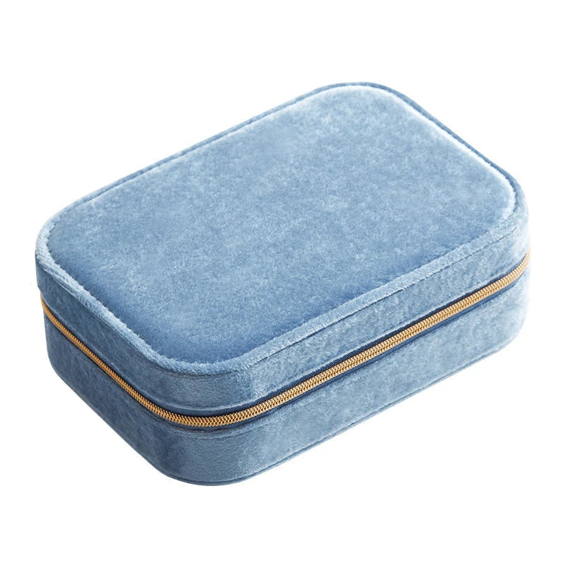 Double-Layer Large-Capacity Jewelry Box Velvet Ring Earrings Bracelet Pendant Storage Box Travel Portable Jewelry Case Organizer Mirror Quenn