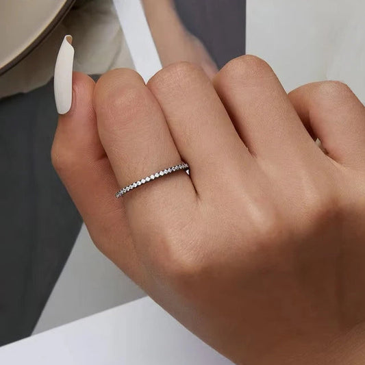 925 Sterling Silver Fashion CZ Stackable Ring Black Gold Plated Eternity Bands for Women 7 Colors Ring Statement Jewelry Mirror Quenn