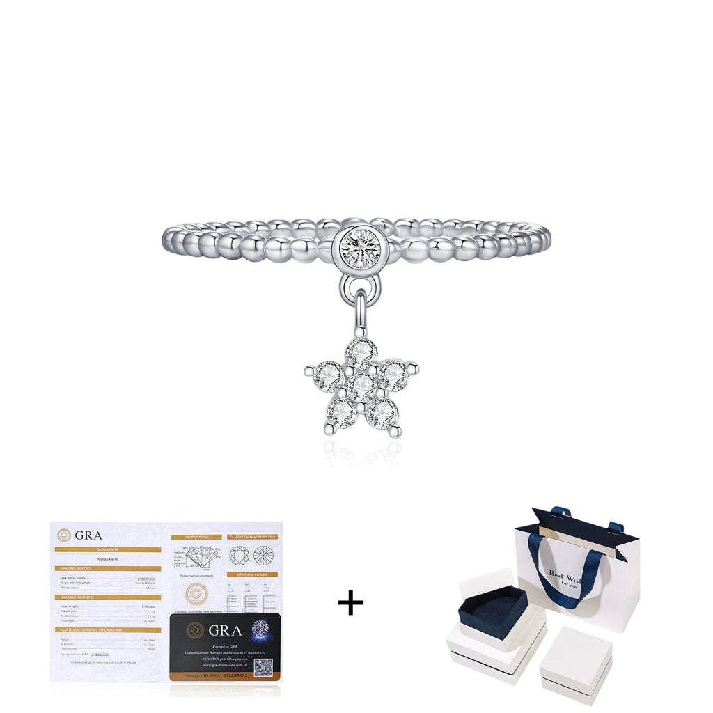 D Color Moissanite Daisy Swing Ring Mirror Quenn