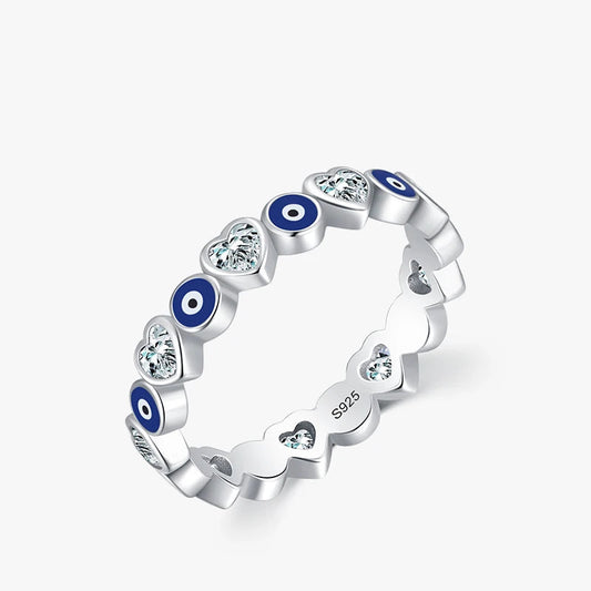 MODIAN 925 Sterling Silver Enamel Blue Eyes Ring For Women Romantic Heart Stackable Ring Fashion Fine Jewerlry Birthday Gifts Mirror Quenn