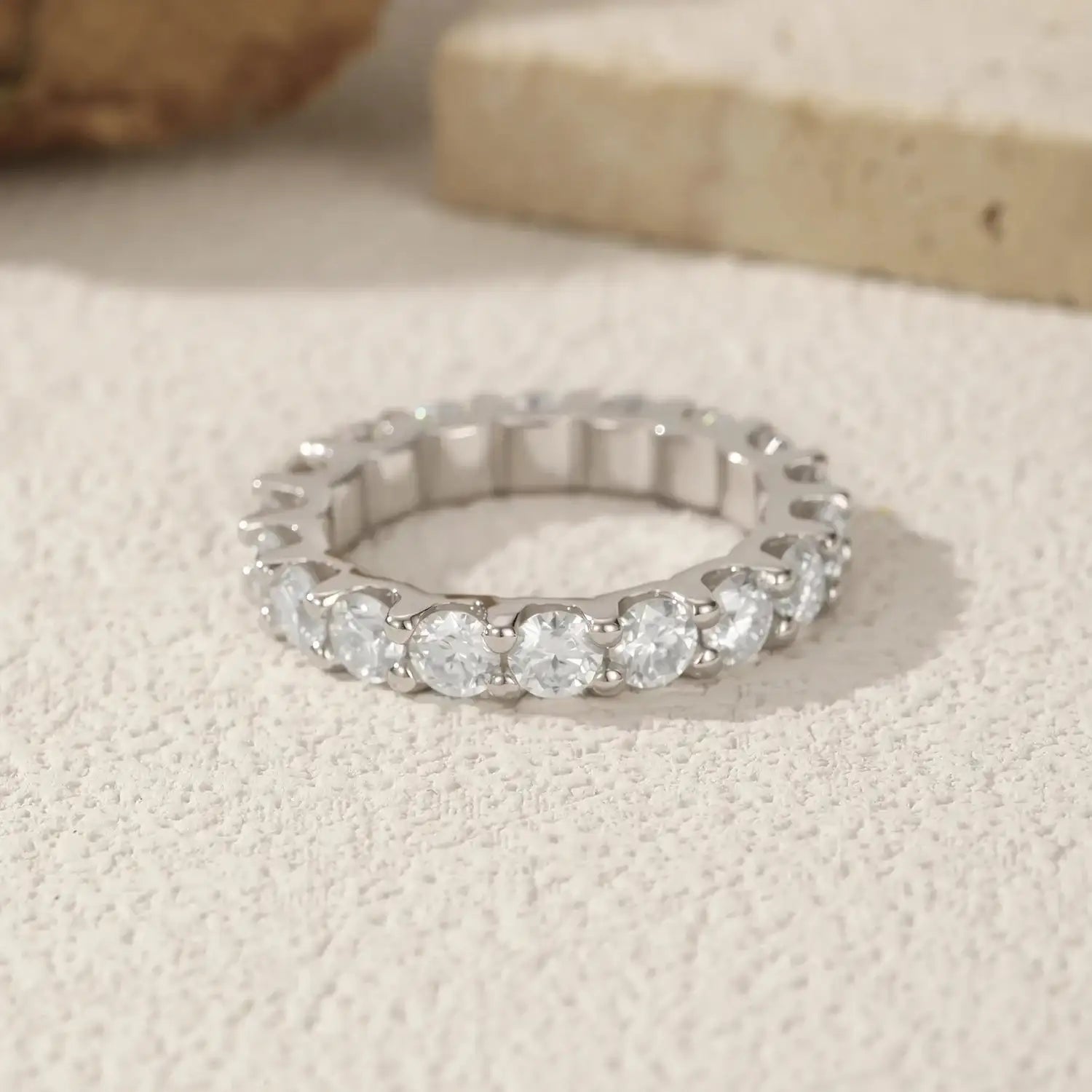 D Color Moissanite Eternity Band Ring Mirror Quenn