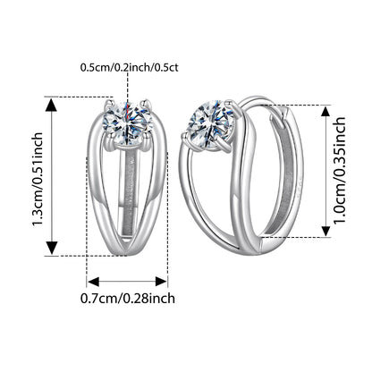0.3CT Moissanite Hoop Earrings Silver Gold