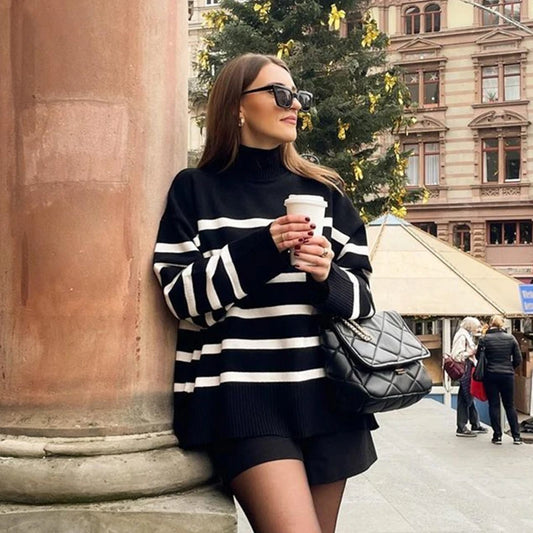 Striped Turtleneck Knit
