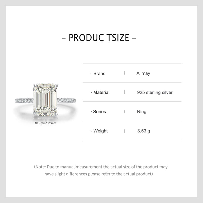 Emerald Cut Zircon Sterling Silver Ring