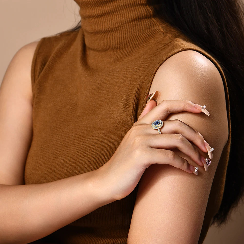 The Azure Oval Moissanite Solitaire