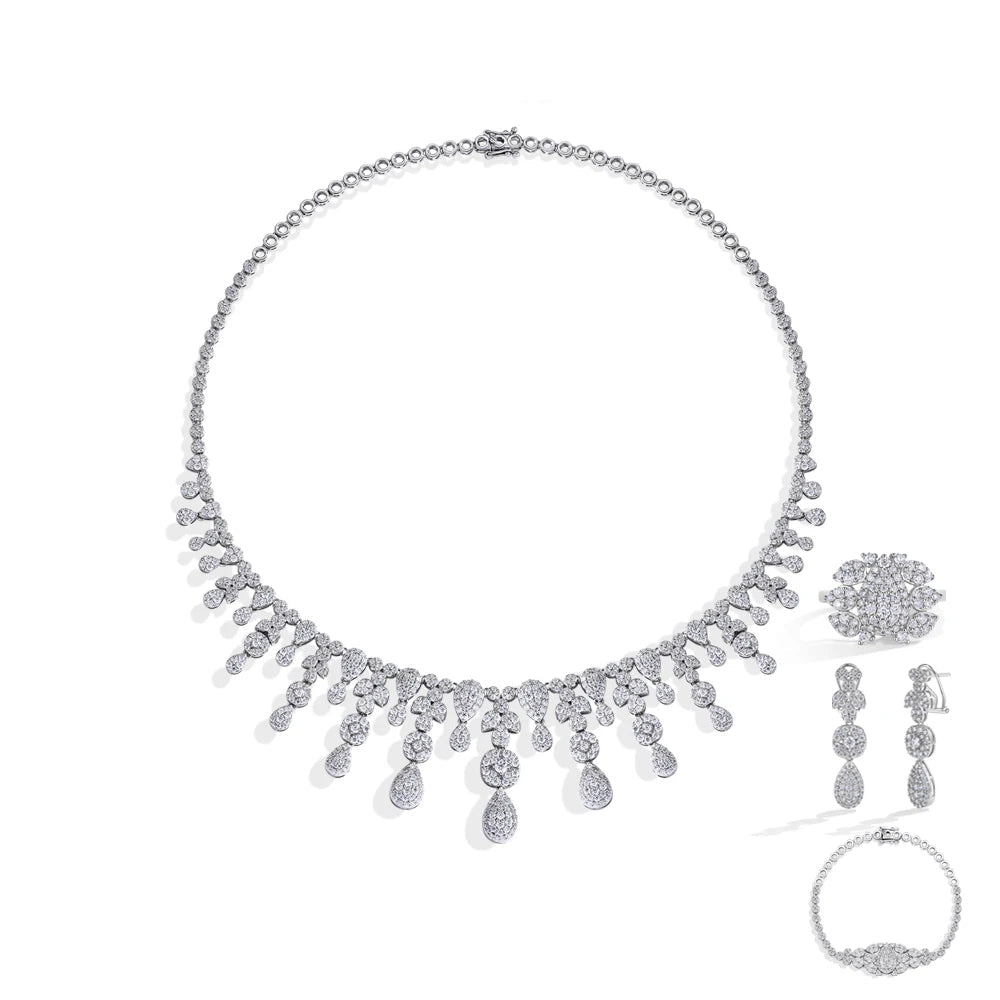 Vintage Moissanite Water Drop Jewelry Set